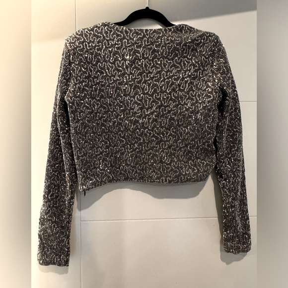 Zara Sequin Vneck Crop Top - Picture 3 of 6